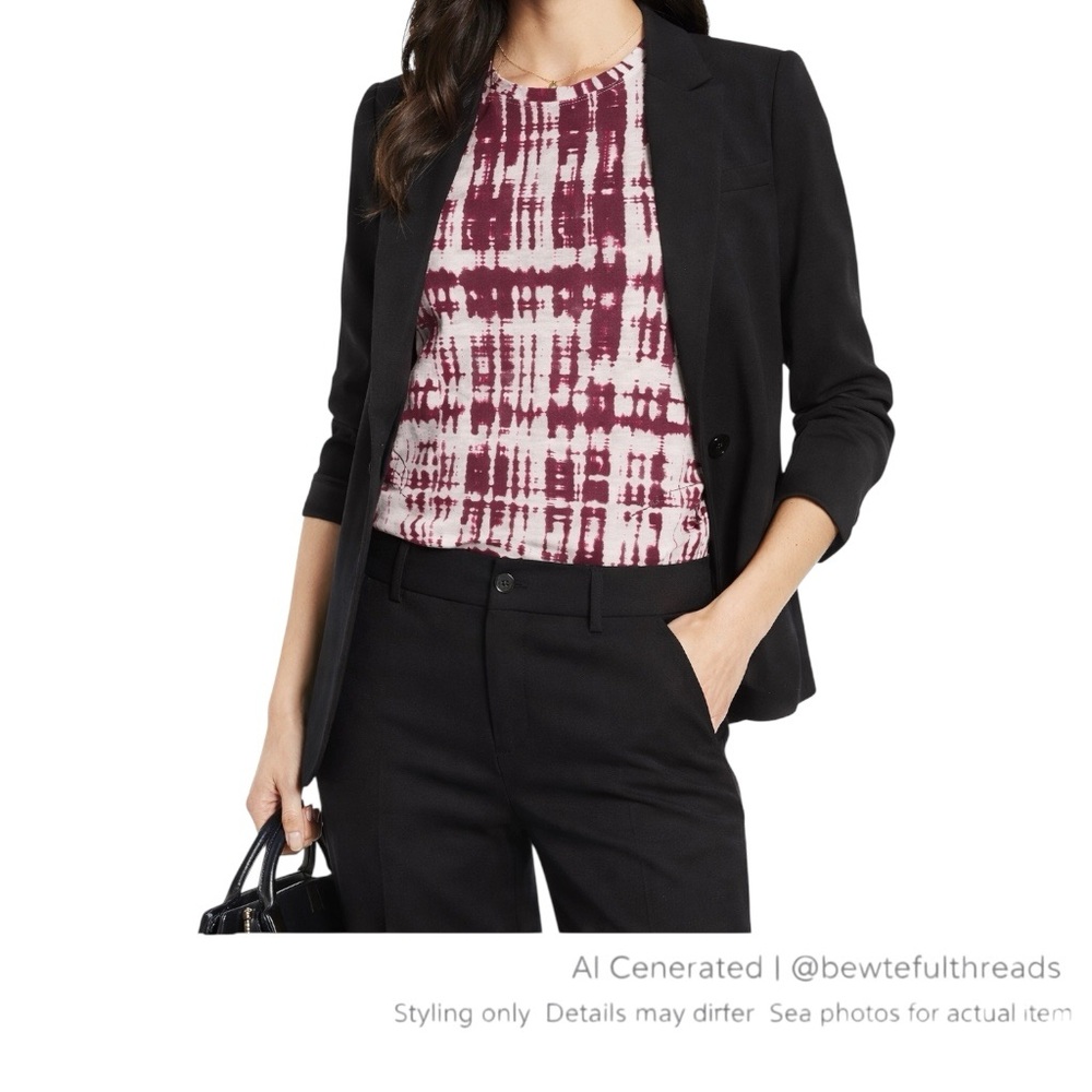 Vince Burgundy Abstract Print Tee Minimalist Workwear Office Layer Top S